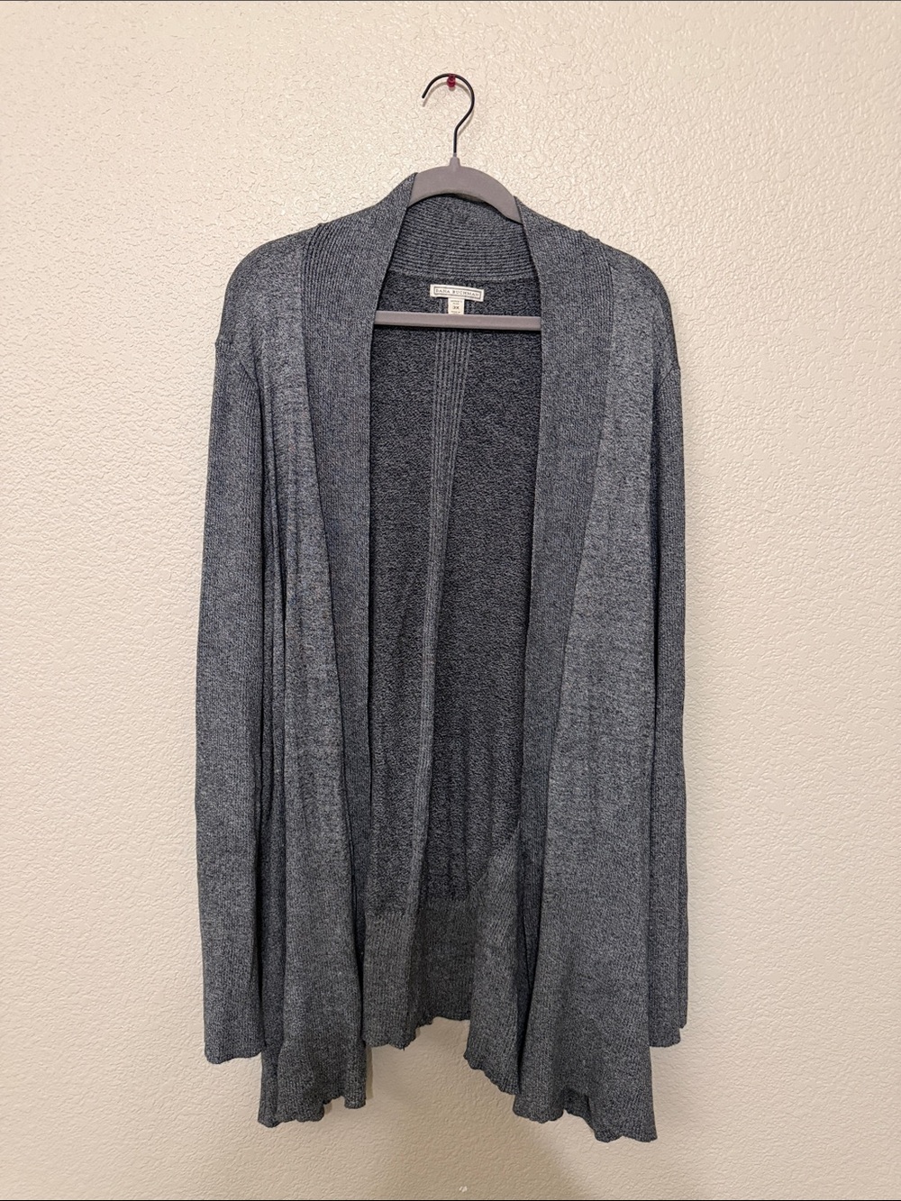 Dana Buchman Charcoal Open-Front Draped Cardigan